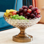 8-SOGA Bronze Pedestal Crystal Glass Fruit Bowl Candy Holder Countertop Dessert Serving Basket Decor