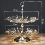 2-SOGA 2 Tier Bronze Lotus Vertex Crystal Glass Fruit Bowl Candy Holder Countertop Dessert Serving Basket Decor