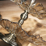 6-SOGA 2 Tier Bronze Lotus Vertex Crystal Glass Fruit Bowl Candy Holder Countertop Dessert Serving Basket Decor