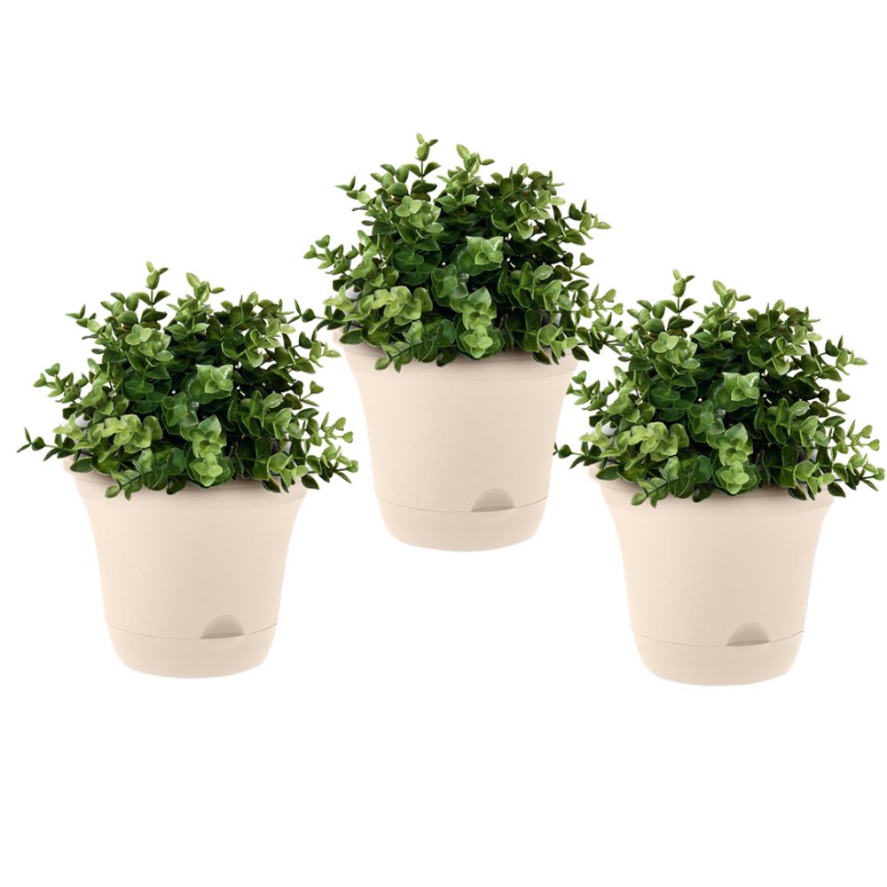 1-SOGA 19.5 cm  Plastic Plant Pot Self Watering Planter Flower Bonsai Indoor Outdoor Garden Decor Set of 3