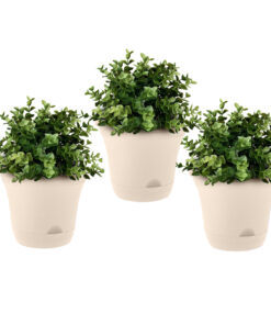 1-SOGA 19.5 cm  Plastic Plant Pot Self Watering Planter Flower Bonsai Indoor Outdoor Garden Decor Set of 3