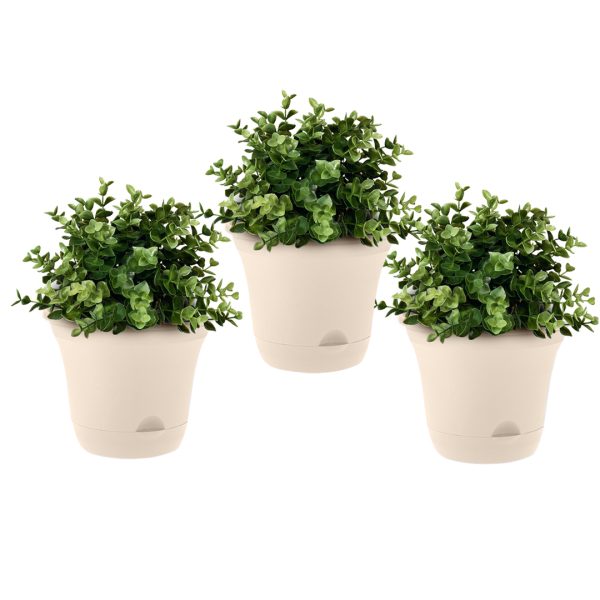 1-SOGA 19.5 cm  Plastic Plant Pot Self Watering Planter Flower Bonsai Indoor Outdoor Garden Decor Set of 3