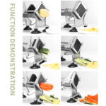7-SOGA Stainless Steel Potato Cutter Commercial-Grade French Fry and Fruit/Vegetable Slicer with 3 Blades