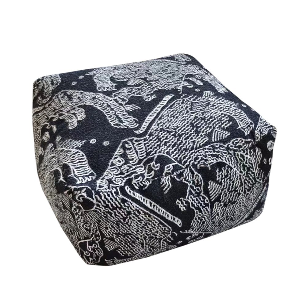1-SOGA 55x30cm Black Squared Soft Pouffe Seat Cushion Elegant Home Accent D?cor Stylish Footstool