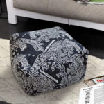 4-SOGA 55x30cm Black Squared Soft Pouffe Seat Cushion Elegant Home Accent D?cor Stylish Footstool