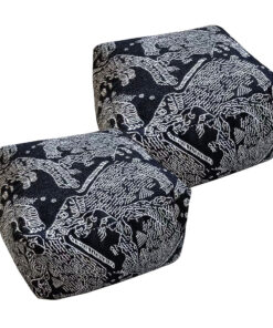 1-SOGA 2X 55x30cm Black Squared Soft Pouffe Seat Cushion Elegant Home Accent D?cor Stylish Footstool
