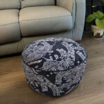2-SOGA 50x30CM Black Round Soft Pouffe Seat Cushion Elegant Home Accent D?cor Stylish Footstool