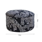 5-SOGA 50x30CM Black Round Soft Pouffe Seat Cushion Elegant Home Accent D?cor Stylish Footstool