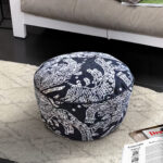 6-SOGA 50x30CM Black Round Soft Pouffe Seat Cushion Elegant Home Accent D?cor Stylish Footstool