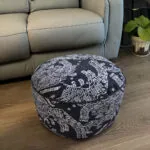 2-SOGA 2X 50x30CM Black Round Soft Pouffe Seat Cushion Elegant Home Accent D?cor Stylish Footstool