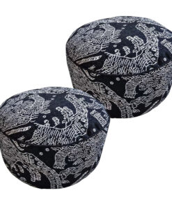 1-SOGA 2X 50x30CM Black Round Soft Pouffe Seat Cushion Elegant Home Accent D?cor Stylish Footstool
