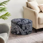 4-SOGA 2X 50x30CM Black Round Soft Pouffe Seat Cushion Elegant Home Accent D?cor Stylish Footstool