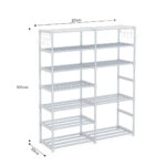 6-SOGA 2X 12-Shelf Tier Shoe Storage Shelf Space-Saving Caddy Rack Organiser with Side Hooks White