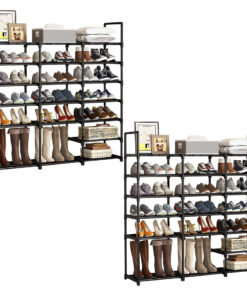 1-SOGA 2X 19-Shelf Tier Shoe Storage Shelf Space-Saving Caddy Rack Organiser with Handle