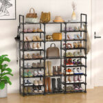 3-SOGA 21-Shelf Tier Shoe Storage Shelf Space-Saving Caddy Rack Organiser with Handle