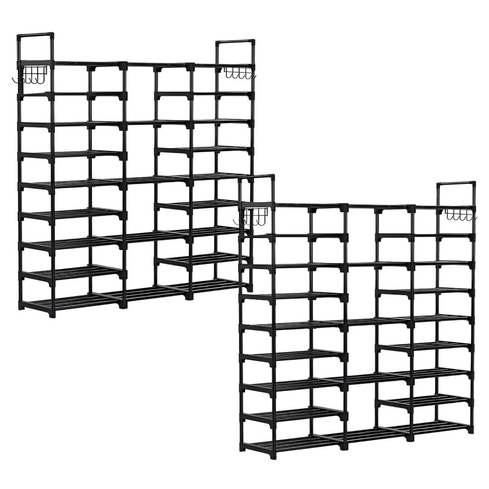 1-SOGA 2X 21-Shelf Tier Shoe Storage Shelf Space-Saving Caddy Rack Organiser with Handle