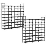 1-SOGA 2X 21-Shelf Tier Shoe Storage Shelf Space-Saving Caddy Rack Organiser with Handle