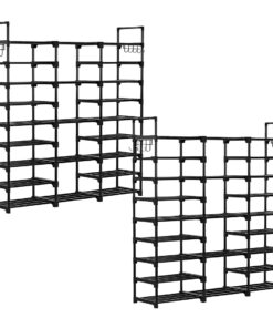 1-SOGA 2X 21-Shelf Tier Shoe Storage Shelf Space-Saving Caddy Rack Organiser with Handle