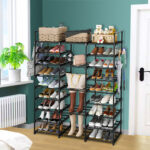 5-SOGA 2X 21-Shelf Tier Shoe Storage Shelf Space-Saving Caddy Rack Organiser with Handle