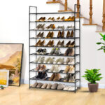 4-SOGA 10 Tier Shoe Storage Shelf Space-Saving Caddy Rack Organiser with Handle