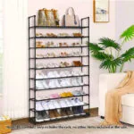 2-SOGA 2X 10 Tier Shoe Storage Shelf Space-Saving Caddy Rack Organiser with Handle