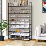 3-SOGA 2X 10 Tier Shoe Storage Shelf Space-Saving Caddy Rack Organiser with Handle