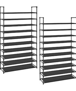 1-SOGA 2X 10 Tier Shoe Storage Shelf Space-Saving Caddy Rack Organiser with Handle