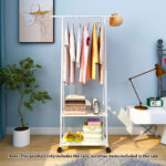2-SOGA 2-in-1 Organiser Clothes Shoe Rack Space-Saving Triangular Storage with Wheels White