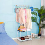 3-SOGA 2-in-1 Organiser Clothes Shoe Rack Space-Saving Triangular Storage with Wheels White