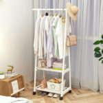 4-SOGA 2-in-1 Organiser Clothes Shoe Rack Space-Saving Triangular Storage with Wheels White