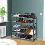 2-SOGA 2X 71x21cm 5 Layer Shoes and Slippers Organizer Rack Space Saving Shoe Storage Solution for Home Office