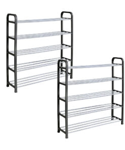 1-SOGA 2X 71x21cm 5 Layer Shoes and Slippers Organizer Rack Space Saving Shoe Storage Solution for Home Office