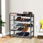 4-SOGA 2X 71x21cm 5 Layer Shoes and Slippers Organizer Rack Space Saving Shoe Storage Solution for Home Office