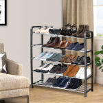 5-SOGA 2X 71x21cm 5 Layer Shoes and Slippers Organizer Rack Space Saving Shoe Storage Solution for Home Office
