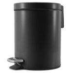 1-SOGA Foot Pedal Stainless Steel Rubbish Recycling Garbage Waste Trash Bin Round 12L Black