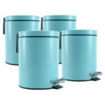 1-SOGA 4X 12L Foot Pedal Stainless Steel Rubbish Recycling Garbage Waste Trash Bin Round Blue