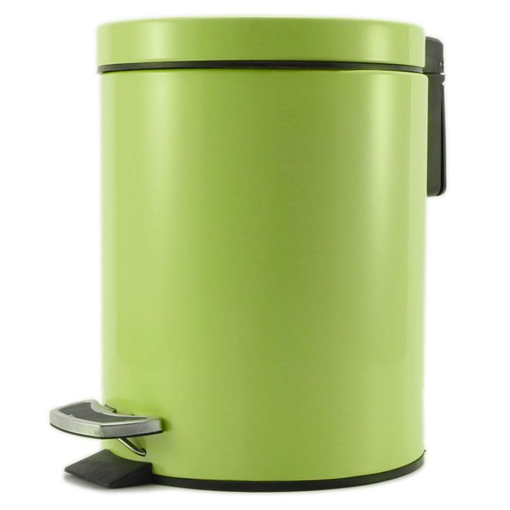 1-SOGA Foot Pedal Stainless Steel Rubbish Recycling Garbage Waste Trash Bin Round 12L Green