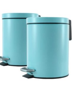 1-SOGA 2X 7L Foot Pedal Stainless Steel Rubbish Recycling Garbage Waste Trash Bin Round Blue