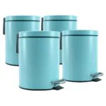 1-SOGA 4X 7L Foot Pedal Stainless Steel Rubbish Recycling Garbage Waste Trash Bin Round Blue