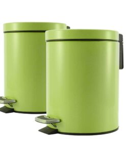 1-SOGA 2X 7L Foot Pedal Stainless Steel Rubbish Recycling Garbage Waste Trash Bin Round Green
