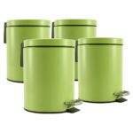 1-SOGA 4X 7L Foot Pedal Stainless Steel Rubbish Recycling Garbage Waste Trash Bin Round Green