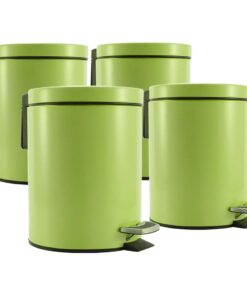 1-SOGA 4X 7L Foot Pedal Stainless Steel Rubbish Recycling Garbage Waste Trash Bin Round Green