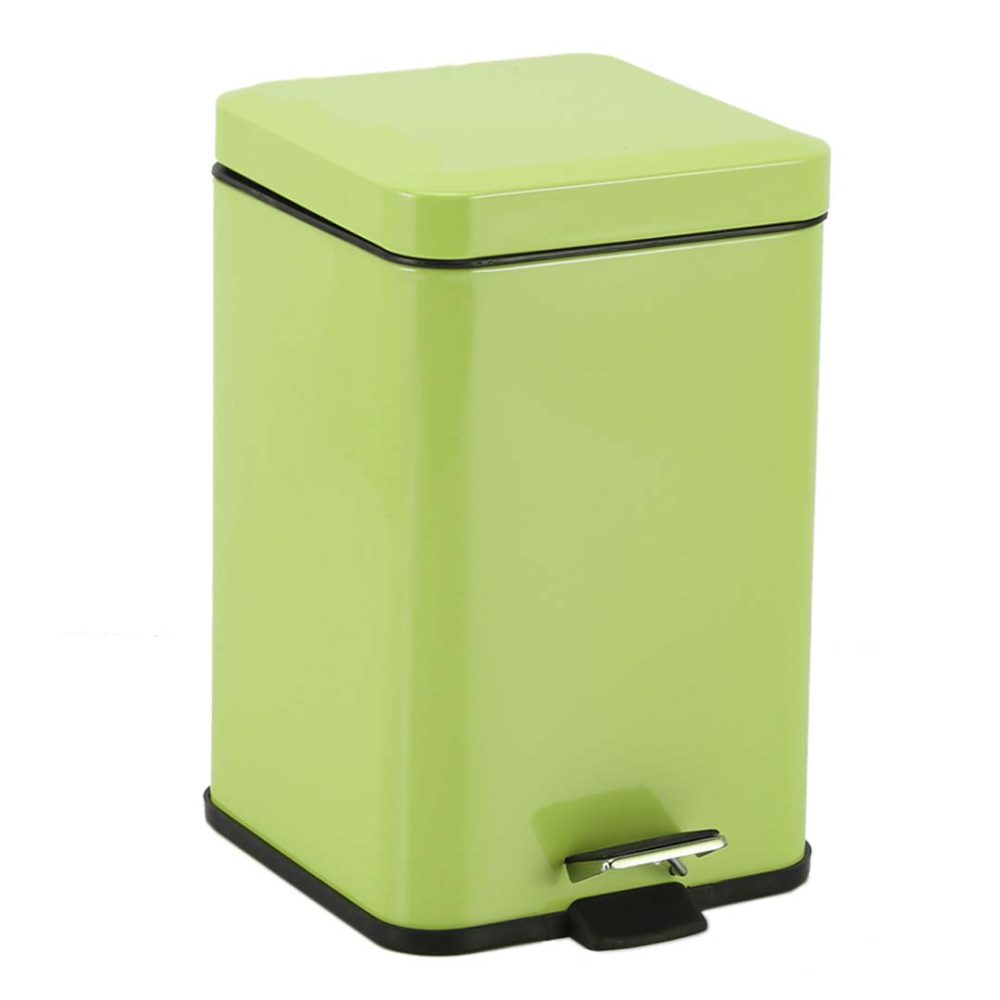 1-SOGA Foot Pedal Stainless Steel Rubbish Recycling Garbage Waste Trash Bin Square 12L Green