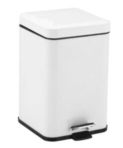 1-SOGA Foot Pedal Stainless Steel Rubbish Recycling Garbage Waste Trash Bin Square 12L White