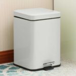 8-SOGA 2X 12L Foot Pedal Stainless Steel Rubbish Recycling Garbage Waste Trash Bin Square White
