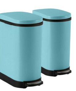 1-SOGA 2X 10L Foot Pedal Stainless Steel Rubbish Recycling Garbage Waste Trash Bin U Blue