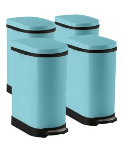 1-SOGA 4X 10L Foot Pedal Stainless Steel Rubbish Recycling Garbage Waste Trash Bin U Blue