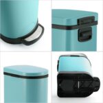 5-SOGA 4X 10L Foot Pedal Stainless Steel Rubbish Recycling Garbage Waste Trash Bin U Blue