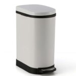 1-SOGA Foot Pedal Stainless Steel Rubbish Recycling Garbage Waste Trash Bin 10L U White