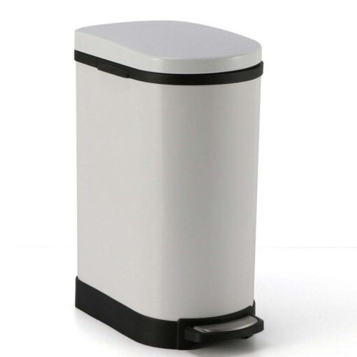 1-SOGA Foot Pedal Stainless Steel Rubbish Recycling Garbage Waste Trash Bin 10L U White